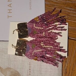 Blackbird Dagger Bead Earrings Handmade Metallic Pink